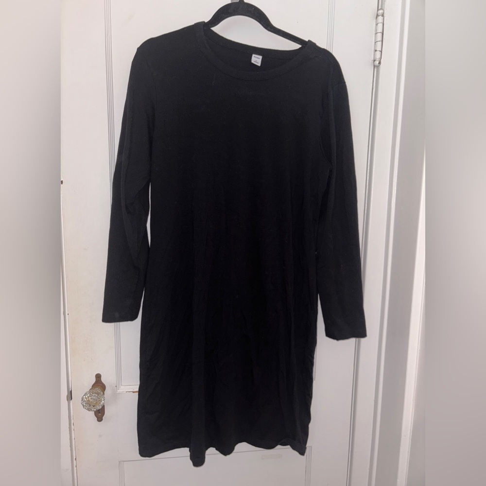 Old Navy Black Long Sleeve Cotton Dress